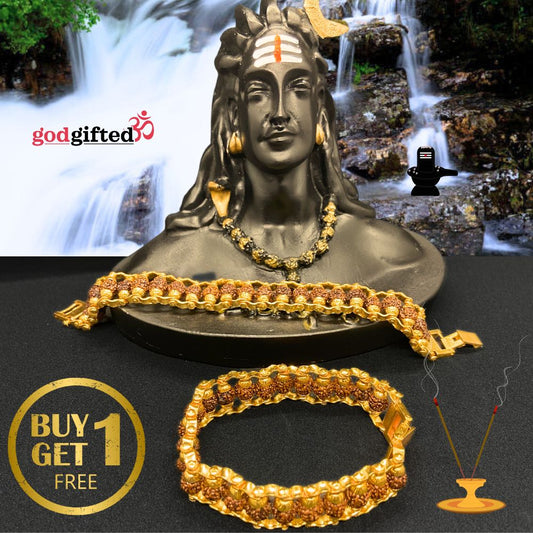 Gold Plated Authentic Rudraksha Bracelet For Men