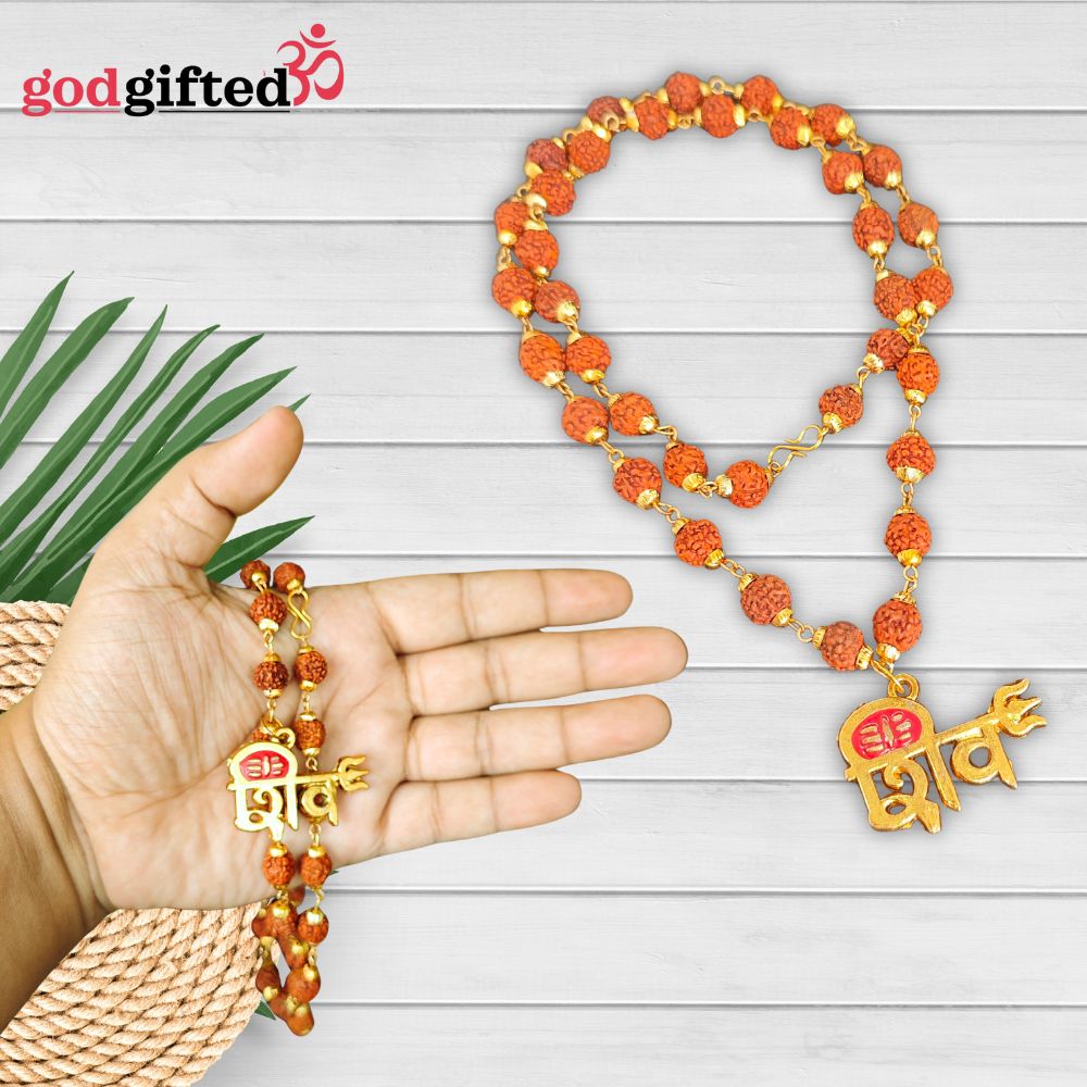 Gold Plated Rudraksha Shiva Necklace