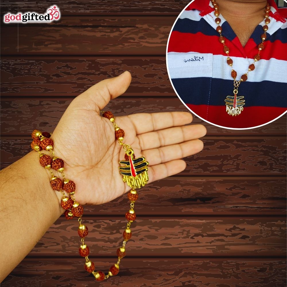 Gold Plated Rudraksha Mahakal Necklace