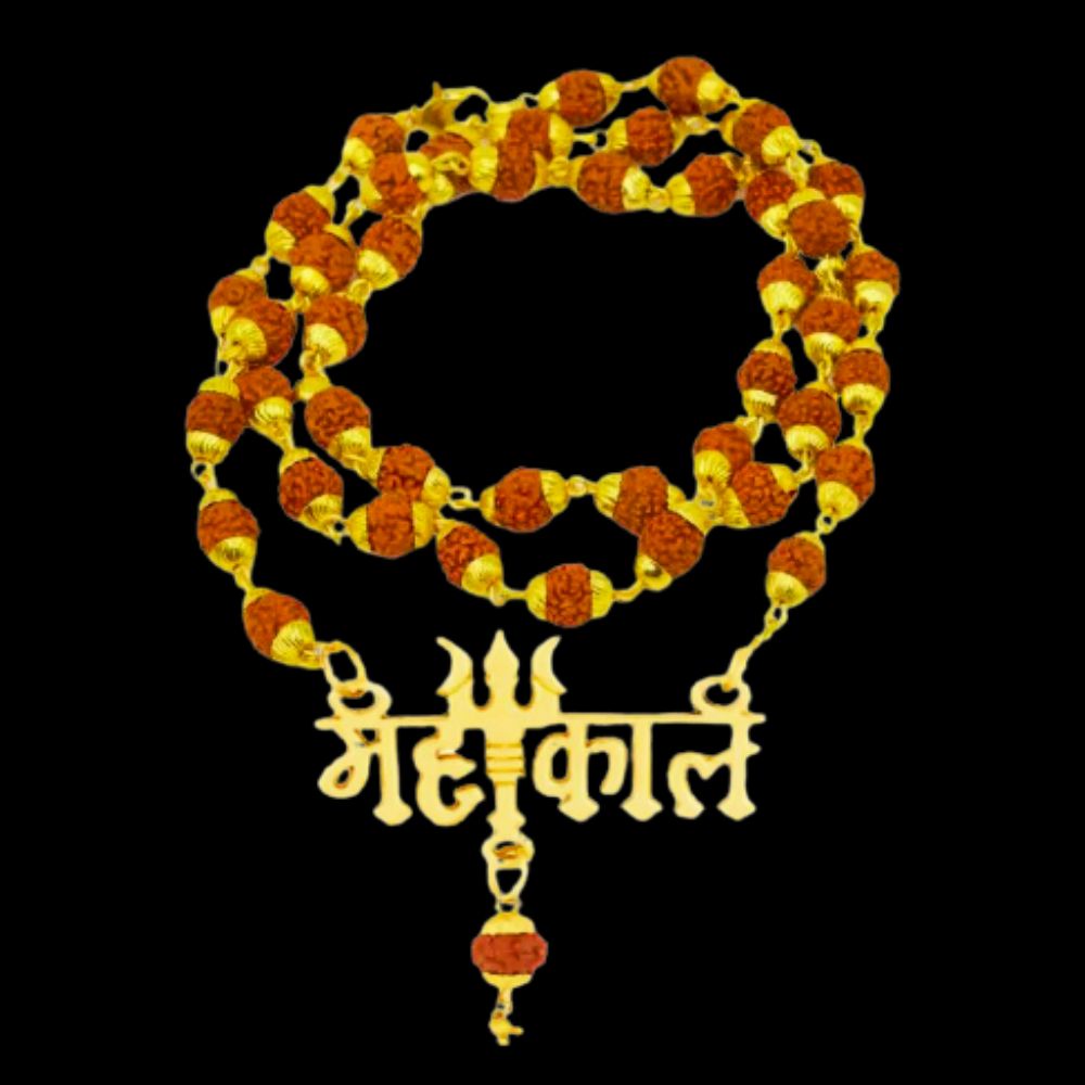 Gold Plated Rudraksha Mahakal-Trishool Necklace