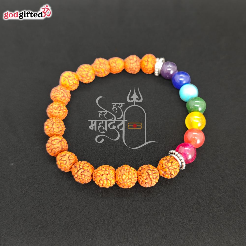 7 Chakra Rudraksha Wristbands - Set of 2