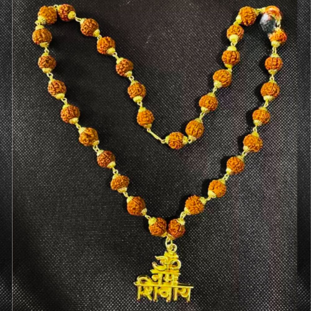 Gold Plated Rudraksha Om Namah Shivaya Necklace