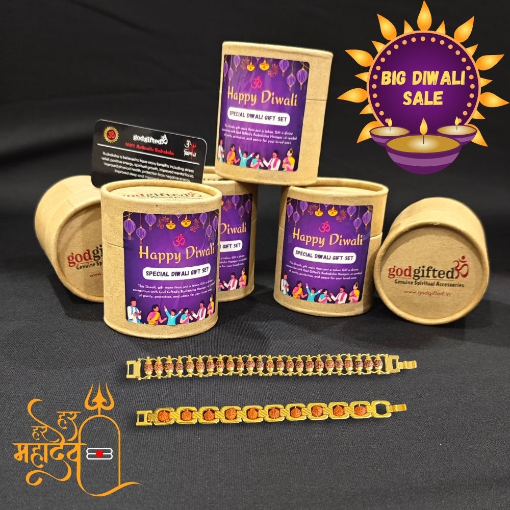 Gold Plated Authentic Rudraksha Bracelet Diwali Celebration Kit ( BUY 1 GET 1 FREE )