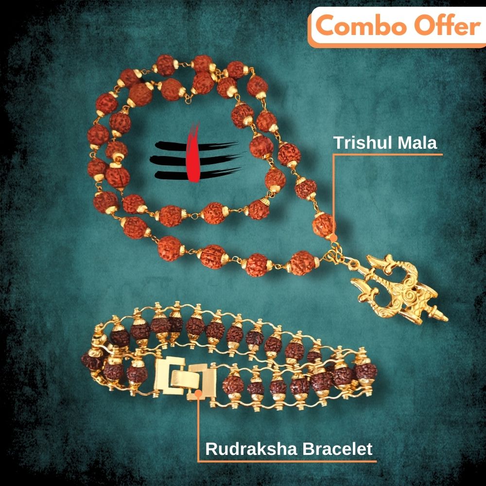 Rudraksha Bracelets & Trishul Mala Combo