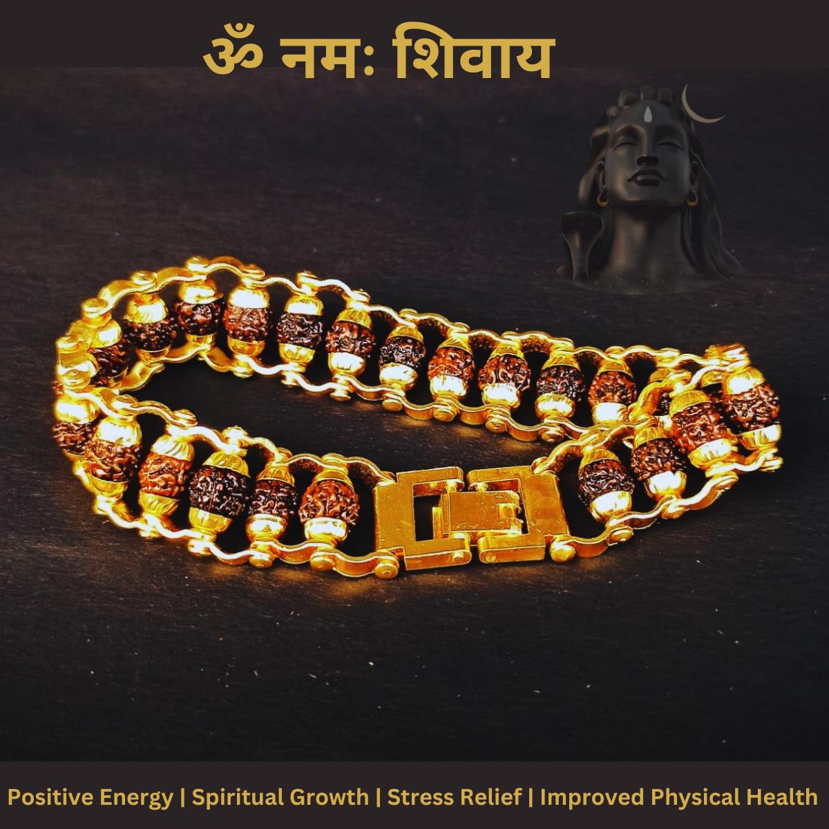 Gold Plated Handcrafted Made Good Luck Rudraksha Bracelet for Men/Women